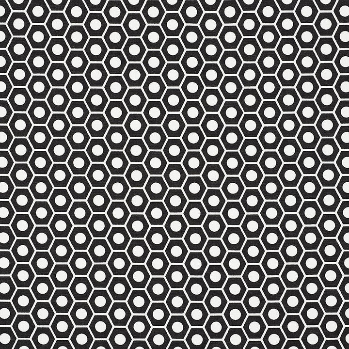 Queen B Black 177078 by Schumacher Designer Fabric PRINTS BY STUDIO BON COTTON DUCK 100% TURKEY </p><p>Repeat: Horizontal: 1 1/4" (3CM) and Vertical: 3/4" (2CM) 54 - Swanky Fabrics -