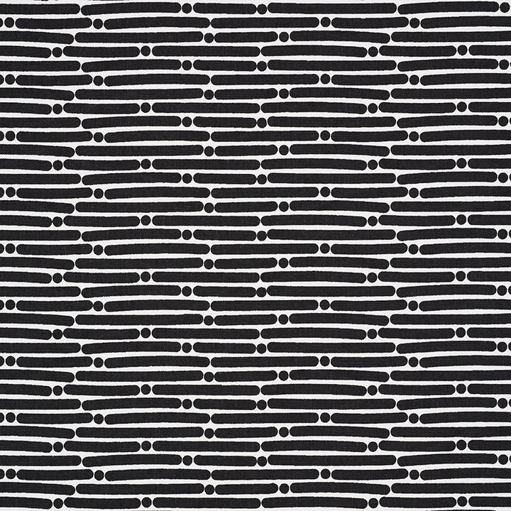 Dot Dash Black 177105 by Schumacher Designer Fabric Prints-By-Studio-Bon 100% Cotton - Horizontal: 9 and Vertical: 1.5 53.75 - Swanky Fabrics -