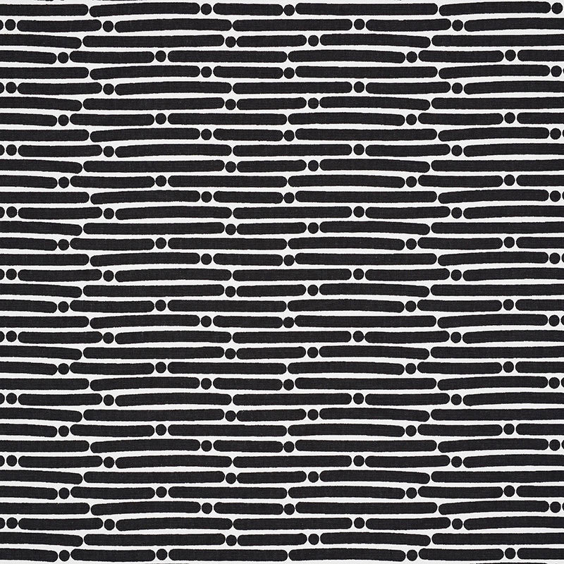 Dot Dash Black 177105 by Schumacher Designer Fabric PRINTS BY STUDIO BON COTTON DUCK 100% TURKEY </p><p>Repeat: Horizontal: 9" (23CM) and Vertical: 1 1/2" (4CM) 53.75 - Swanky Fabrics -