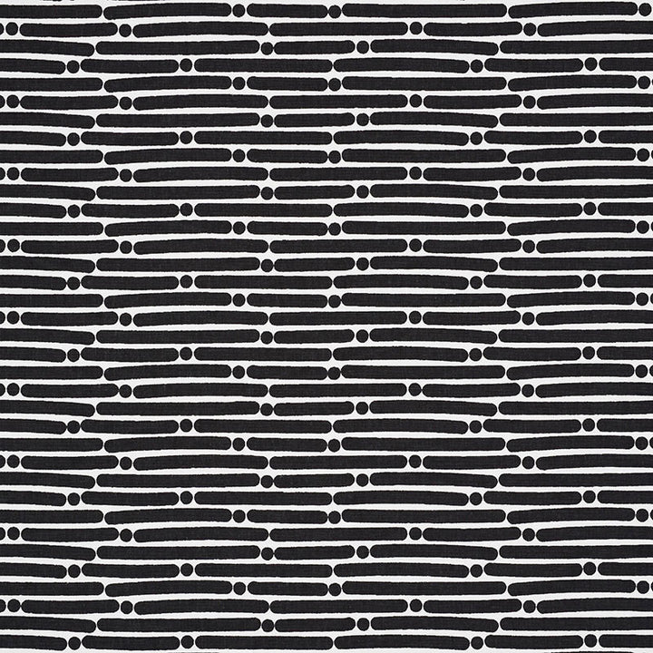 Dot Dash Black 177105 by Schumacher Designer Fabric PRINTS BY STUDIO BON COTTON DUCK 100% TURKEY </p><p>Repeat: Horizontal: 9" (23CM) and Vertical: 1 1/2" (4CM) 53.75 - Swanky Fabrics -