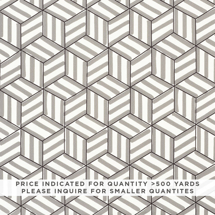Tumbling Blocks Contract Grey 177241 by Schumacher Designer Fabric CONTRACT COLLECTION See Sample UNITED STATES OF AMERICA MEDIUM DUTY </p><p>Repeat: Horizontal: 8" (20CM) and Vertical: 6 3/4" (17CM) 54 1/4" (138 CM) - Swanky Fabrics -