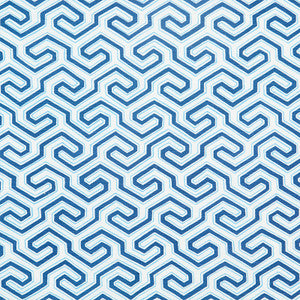 Ming Fret Print Blue 177280 by Schumacher Designer Fabric