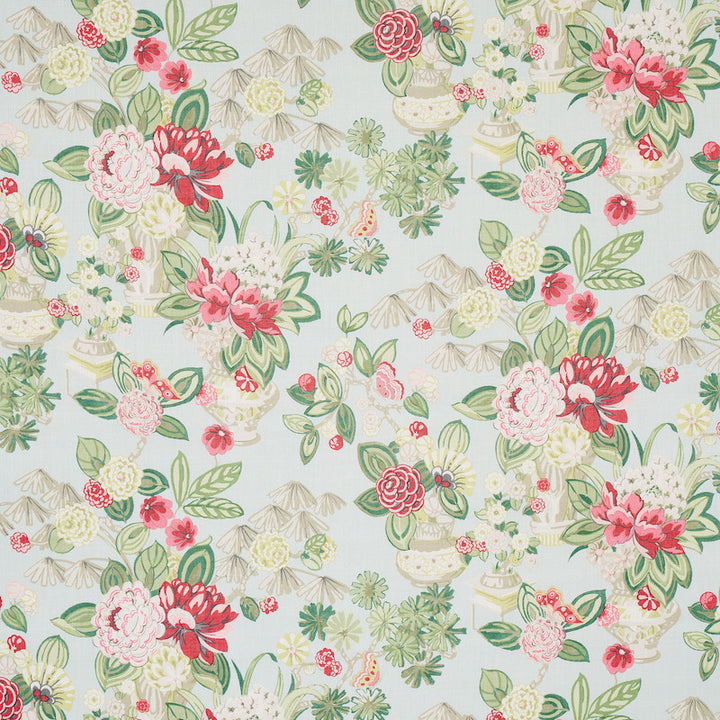Bouquet Chinois Sky 177292 by Schumacher Designer Fabric ORIENT EXPRESS LINEN 100% THAILAND MARTINDALE 20,000 </p><p>Repeat: Horizontal: 26 1/2" (67CM) and Vertical: 30" (76CM) 54 - Swanky Fabrics -
