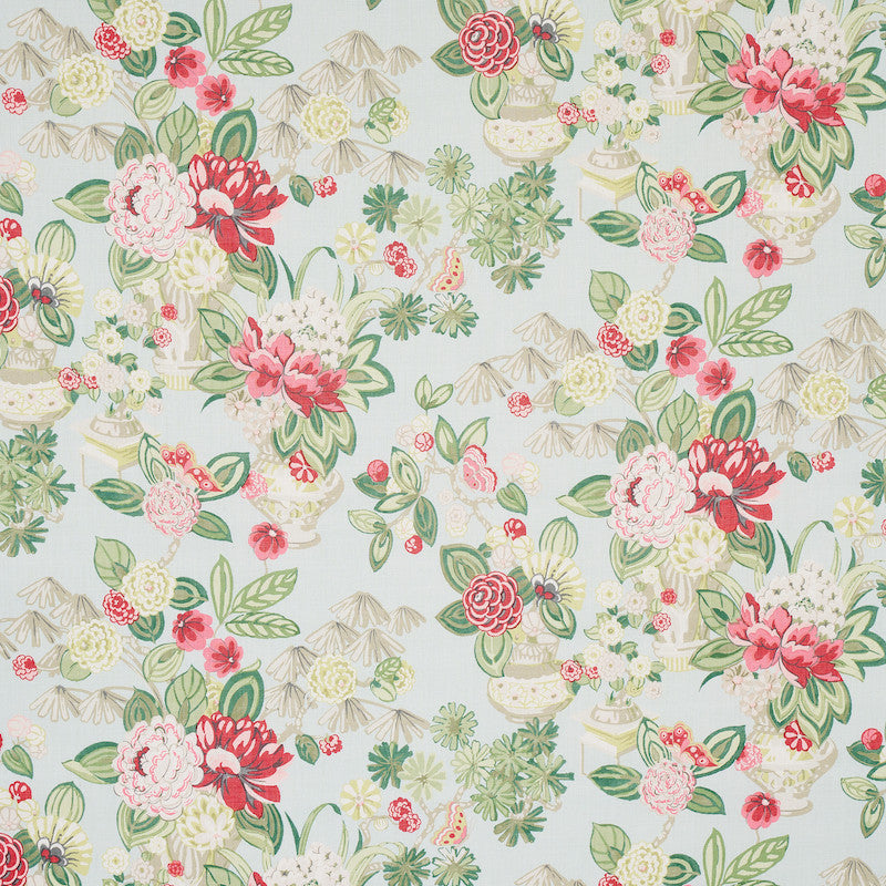 Bouquet Chinois Sky 177292 by Schumacher Fabric Schumacher Fabric Bouquet Chinois Sky 177292Fabric LINEN 100% THAILAND </p><p>Repeat: H: HORZ. 26 1/2" (67CM) , V: VERT. 30" (76CM) 54 - Fabric Carolina -