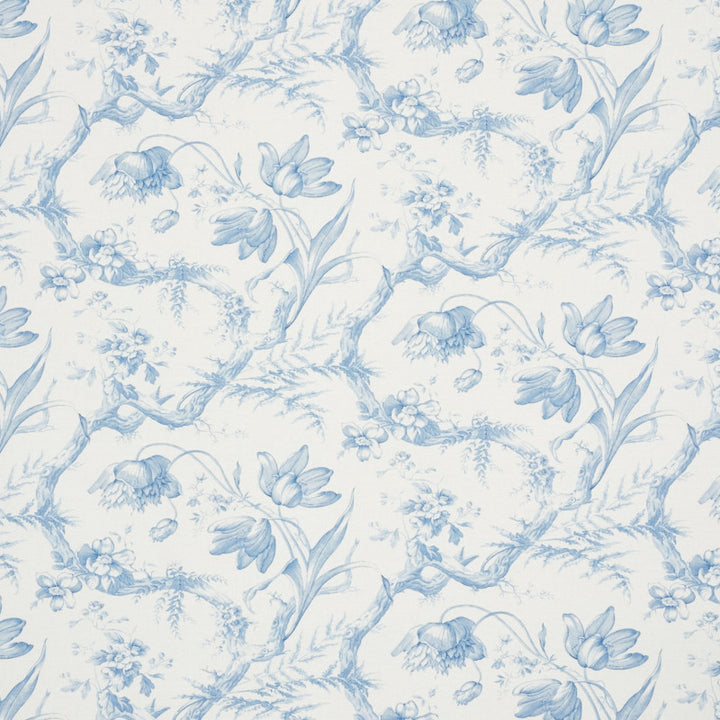 Toile De Fleurs Delft 177400 by Schumacher Designer Fabric Schumacher-Classics 67% Linen, 33% Cotton Martindale 20,000 Horizontal: 26.75 and Vertical: 13.625 54 - Swanky Fabrics -