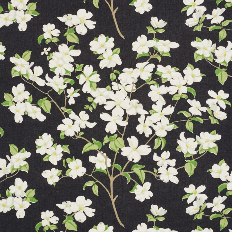 Blooming Branch Black 177412 by Schumacher Designer Fabric SCHUMACHER CLASSICS LINEN 100% CHINA WYZENBEEK 15,000 </p><p>Repeat: Horizontal: 54" (137CM) and Vertical: 27" (69CM) 54 - Swanky Fabrics -