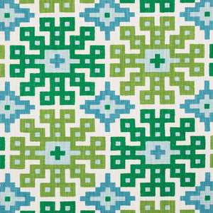 Palmetto Print Lagoon 177450 by Schumacher Designer Fabric
