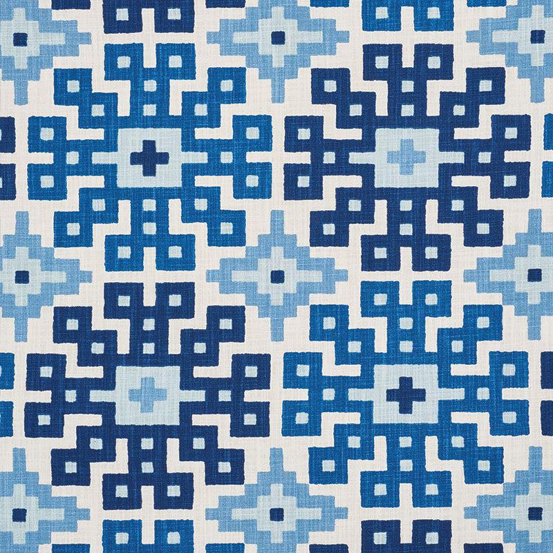Palmetto Print Ocean 177451 by Schumacher Designer Fabric HAPPY TOGETHER COTTON 100% ISRAEL WYZENBEEK 15,000 </p><p>Repeat: Horizontal: 26 3/4" (68CM) and Vertical: 25 1/4" (64CM) 54 - Swanky Fabrics -