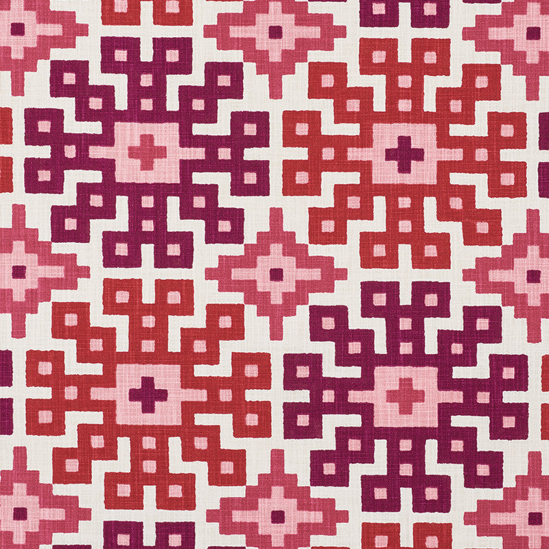 Palmetto Print Valentine 177452 by Schumacher Designer Fabric Happy-Together 100% Cotton Wyzenbeek 15,000 Horizontal: 26.75 and Vertical: 25.25 54 - Swanky Fabrics -