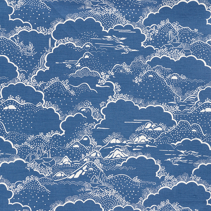 Kumo Village Blue 177520 by Schumacher Designer Fabric Mingei 55% Linen, 45% Cotton Wyzenbeek 15,000 Horizontal: 27 and Vertical: 24.5 54.25 - Swanky Fabrics -