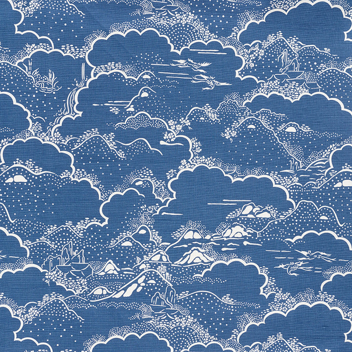 Kumo Village Blue 177520 by Schumacher Designer Fabric Mingei 55% Linen, 45% Cotton Wyzenbeek 15,000 Horizontal: 27 and Vertical: 24.5 54.25 - Swanky Fabrics -