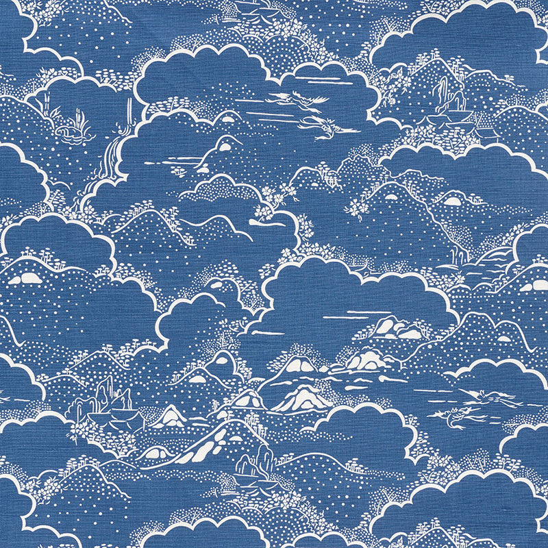 Kumo Village Blue 177520 by Schumacher Designer Fabric MINGEI LINEN 55% COTTON 45% BELGIUM WYZENBEEK 15,000 </p><p>Repeat: Horizontal: 27" (69CM) and Vertical: 24 1/2" (62CM) 54.25 - Swanky Fabrics -
