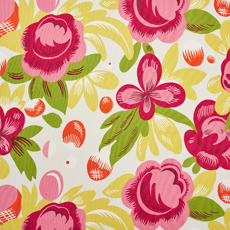 Juin Poppy & Yellow 177531 by Schumacher Designer Fabric Fashion-Forward 100% Cotton - Horizontal: 27 and Vertical: 15.5 54.25 - Swanky Fabrics -