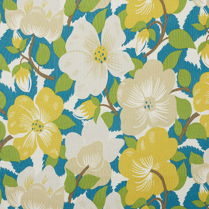 Magnolias Citron & Peacock 177560 by Schumacher Designer Fabric FLOWER POWER See Sample UNITED KINGDOM - </p><p>Repeat: Horizontal: 21 3/4" (55CM) and Vertical: 27" (69CM) 54 1/2" (138CM) - Swanky Fabrics -