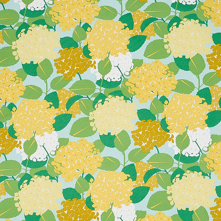 Hydrangea Yellow 177581 by Schumacher Designer Fabric SIGNATURE SCHUMACHER LINEN 52% COTTON 48% UNITED KINGDOM </p><p>Repeat: Horizontal: 14" (36CM) and Vertical: 20" (51CM) 56 - Swanky Fabrics -