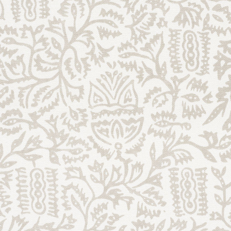 Morris Taupe 177771 by Schumacher Designer Fabric ESSENTIALS: SMALL-SCALE PRINTS See Sample TURKEY HEAVY DUTY </p><p>Repeat: Horizontal: 9" (23CM) and Vertical: 8 1/2" (22CM) 54 1/2" (138CM) - Swanky Fabrics -