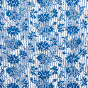 Lotus Batik Indigo 177790 by Schumacher Designer Fabric