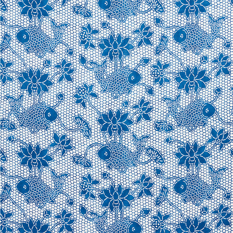 Lotus Batik Indigo 177790 by Schumacher Designer Fabric NAUTILUS LINEN 100% ITALY </p><p>Repeat: Horizontal: 26" (66CM) and Vertical: 24 1/2" (62CM) 55 - Swanky Fabrics -