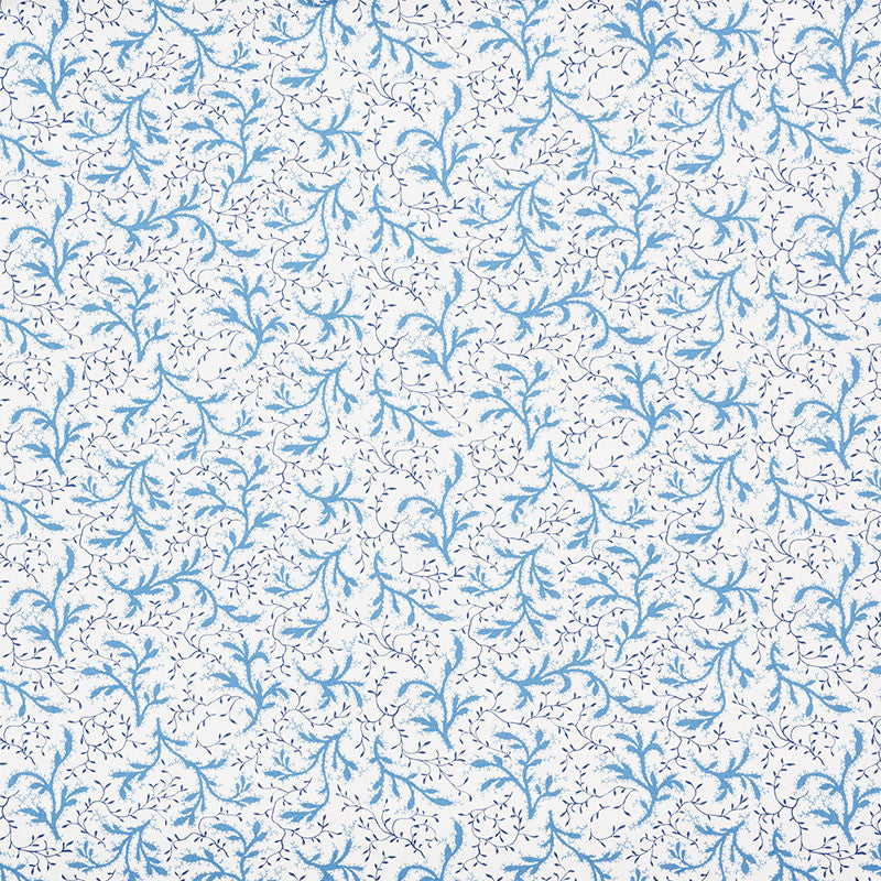 Sprig Afternoon Blue 177832 by Schumacher Designer Fabric Celerie-Kemble 100% Cotton Wyzenbeek 15,000 Horizontal: 27 and Vertical: 12.625 54.25 - Swanky Fabrics -