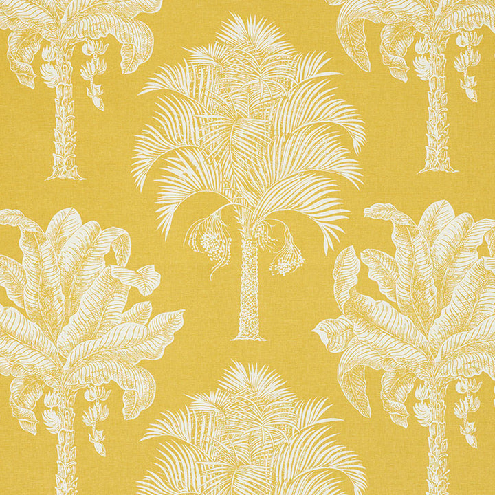 Grand Palms Gold 178001 by Schumacher Designer Fabric NEW TRADITIONAL LINEN 55% COTTON 45% UNITED STATES OF AMERICA WYZENBEEK 15,000 </p><p>Repeat: Horizontal: 27" (69CM) and Vertical: 25" (64CM) 54 - Swanky Fabrics -