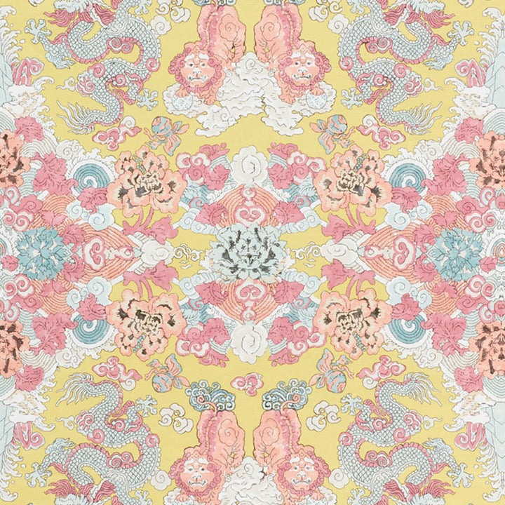 Magic Mountain Dragon Yellow 178052 by Schumacher Designer Fabric FREE SPIRIT LINEN 90% NYLON 10% UNITED KINGDOM MARTINDALE 20,000 </p><p>Repeat: Horizontal: 27 1/4" (69CM) and Vertical: 62" (157CM) 54.75 - Swanky Fabrics -
