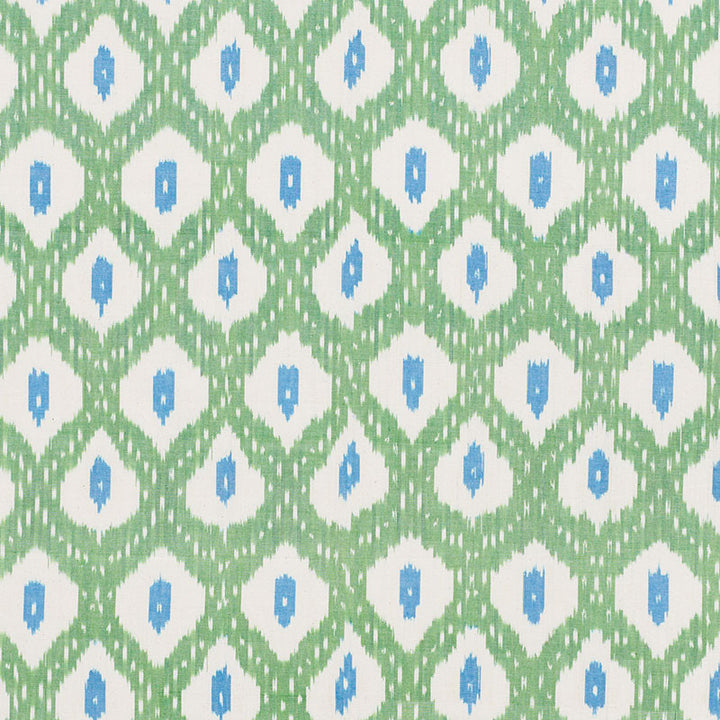Indio Ikat Green 178070 by Schumacher Designer Fabric FREE SPIRIT COTTON 100% INDIA </p><p>Repeat: Horizontal: 4 1/4" (11CM) and Vertical: 7 1/4" (18CM) 59 - Swanky Fabrics -
