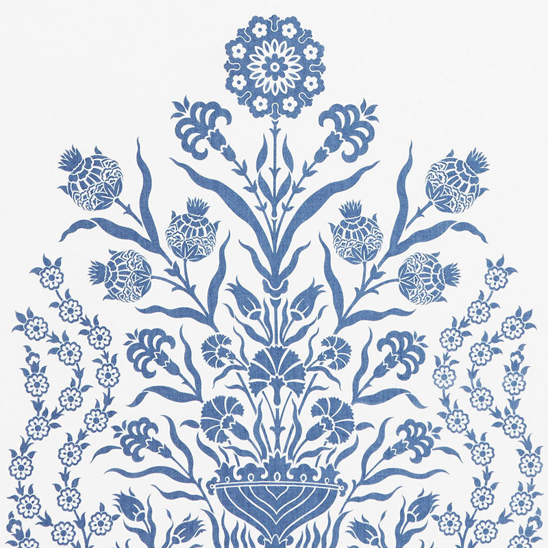 Iznik Sheer Blue 178090 by Schumacher Designer Fabric Ottoman-Chic 65% Polyester, 20% Linen, 11% Viscose, 4% Liyosel - Horizontal: 118 and Vertical: 50.25 118 - Swanky Fabrics -
