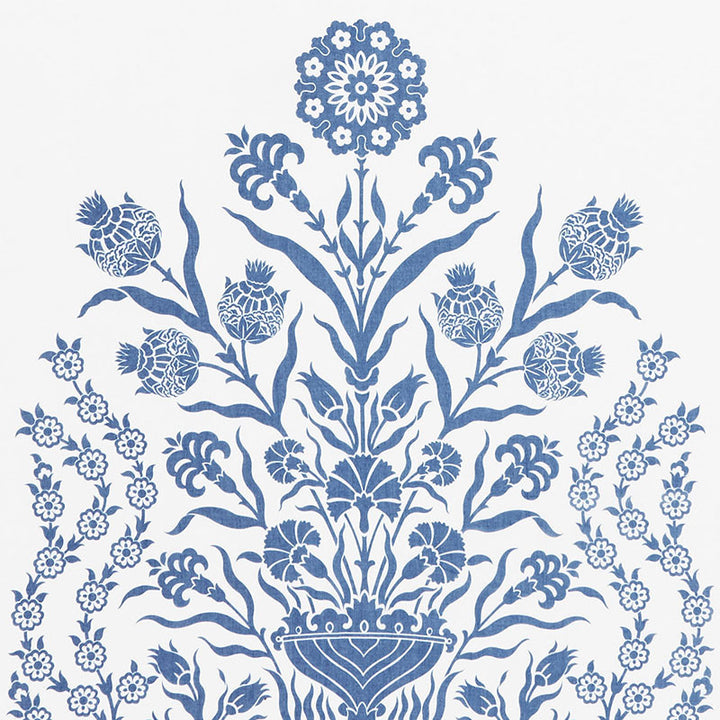 Iznik Sheer Blue 178090 by Schumacher Designer Fabric OTTOMAN CHIC See Sample TURKEY - </p><p>Repeat: Horizontal: 118" (300CM) and Vertical: 50 1/4" (128CM) 118" (300CM) - Swanky Fabrics -
