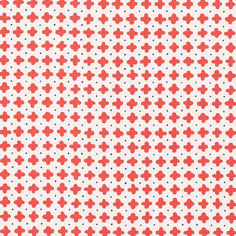 Polka Red 178241 by Schumacher Designer Fabric Vera-Neumann 93% Cotton, 7% Linen - Horizontal: 13.5 and Vertical: 4.875 54.5 - Swanky Fabrics -