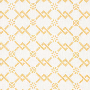 Fretwork Flower Saffron 178311 by Schumacher Designer Fabric