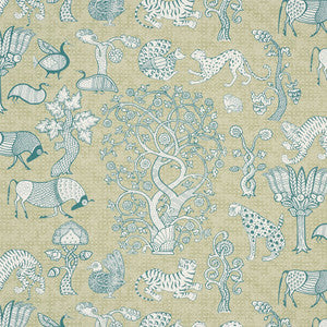 Animalia Peacock & Leaf 178321 by Schumacher Designer Fabric