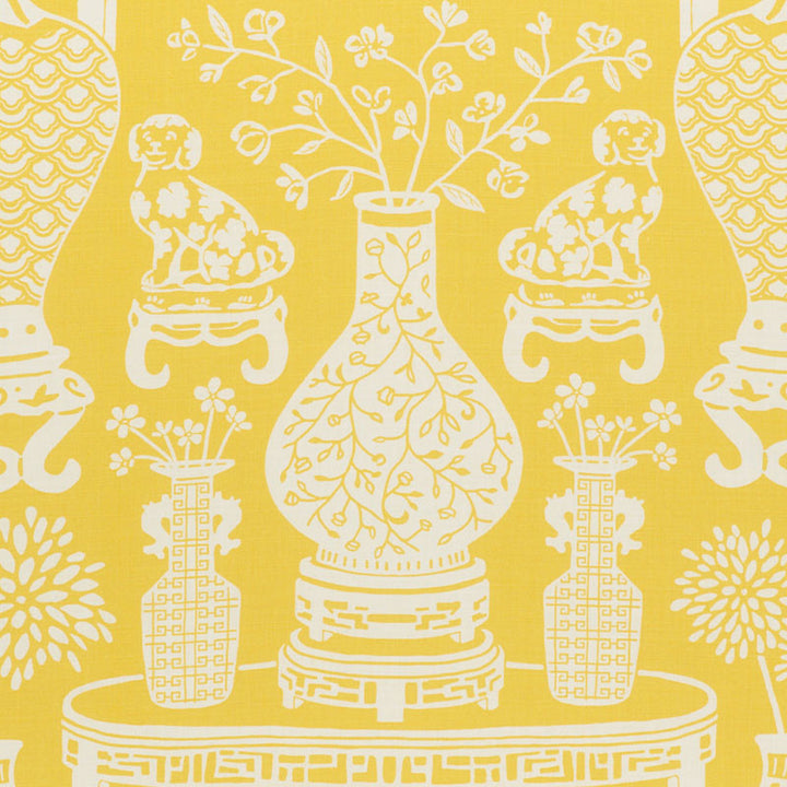 Hellene Yellow 178551 by Schumacher Designer Fabric STEP LIVELY LINEN 90% NYLON 10% UNITED KINGDOM </p><p>Repeat: Horizontal: 27 1/2" (70CM) and Vertical: 25 3/4" (65CM) 55 - Swanky Fabrics -