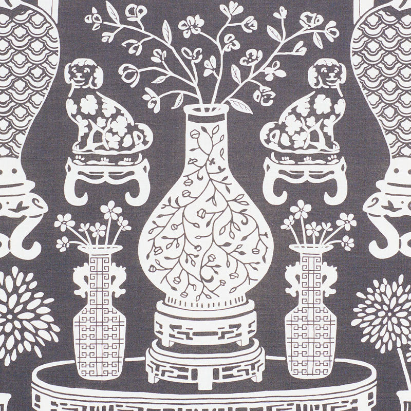 Hellene Black 178552 by Schumacher Designer Fabric STEP LIVELY See Sample UNITED KINGDOM - </p><p>Repeat: Horizontal: 27 1/2" (70CM) and Vertical: 25 3/4" (65CM) 55" (140CM) - Swanky Fabrics -