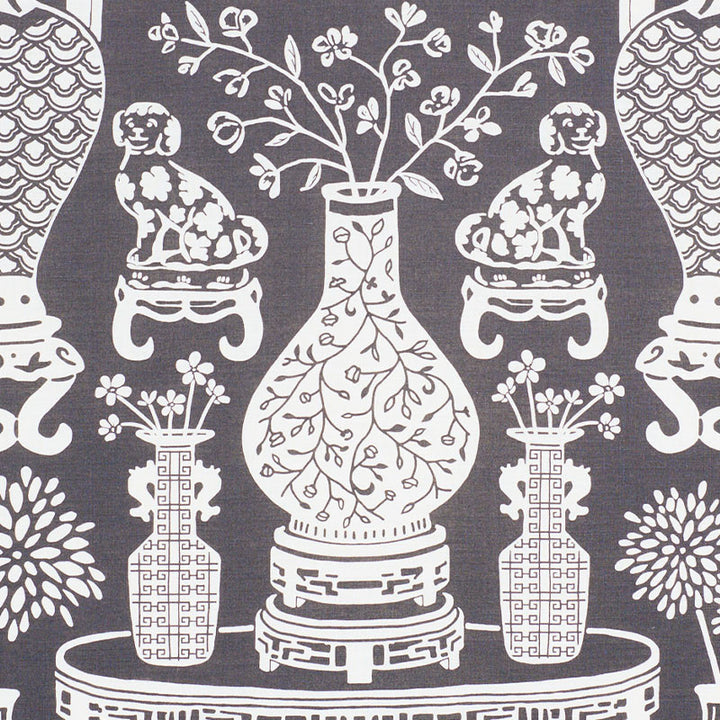 Hellene Black 178552 by Schumacher Designer Fabric STEP LIVELY LINEN 90% NYLON 10% UNITED KINGDOM </p><p>Repeat: Horizontal: 27 1/2" (70CM) and Vertical: 25 3/4" (65CM) 55 - Swanky Fabrics -