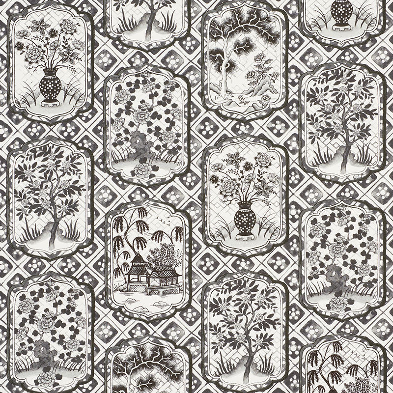 Ting Ting Black 178570 by Schumacher Designer Fabric JOHNSON HARTIG FOR LIBERTINE COTTON 100% UNITED KINGDOM </p><p>Repeat: Horizontal: 54" (137CM) and Vertical: 38" (97CM) 54 - Swanky Fabrics -