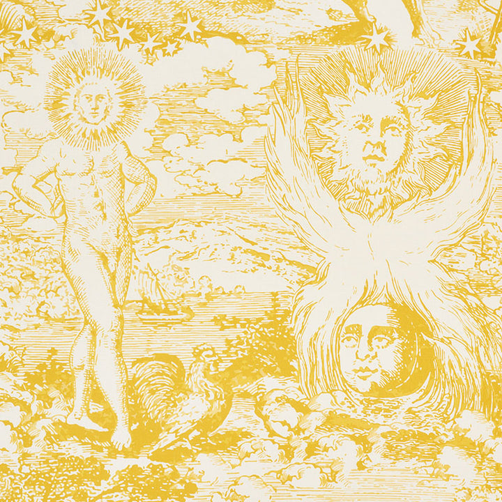 Modern Toile Yellow 178622 by Schumacher Designer Fabric JOHNSON HARTIG FOR LIBERTINE COTTON 100% UNITED KINGDOM </p><p>Repeat: Horizontal: 54" (137CM) and Vertical: 69 7/8" (177CM) 54 - Swanky Fabrics -
