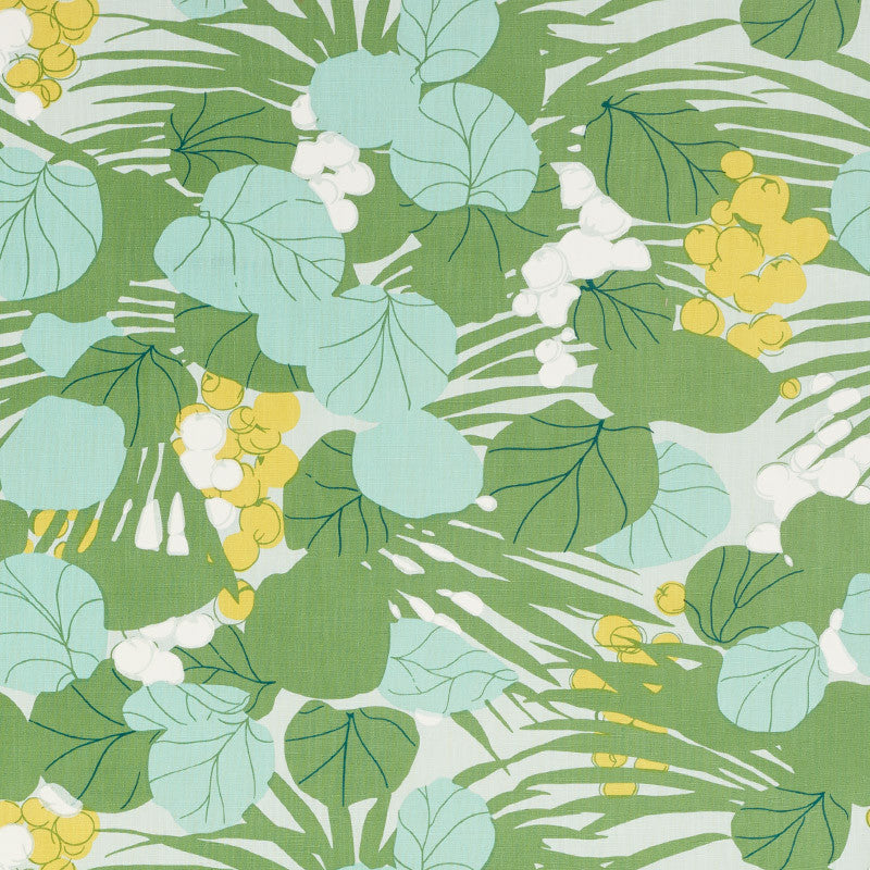 Sea Grapes Palm 178630 by Schumacher Designer Fabric TROPICANA COTTON 90% LINEN 10% UNITED KINGDOM </p><p>Repeat: Horizontal: 27" (69CM) and Vertical: 24 3/4" (63CM) 55 - Swanky Fabrics -