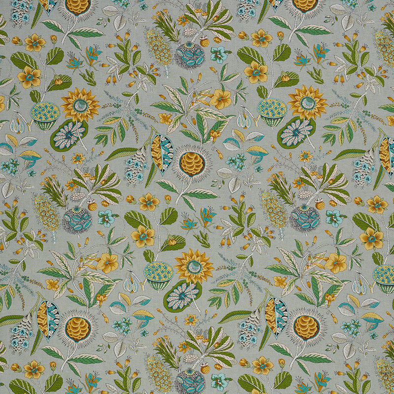Roca Redonda Grey & Ochre 178771 by Schumacher Designer Fabric SCHUMACHER CLASSICS See Sample UNITED KINGDOM - </p><p>Repeat: Horizontal: 27 1/4" (69CM) and Vertical: 39 1/2" (100CM) 54 3/4" (139CM) - Swanky Fabrics -