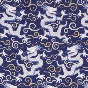 Bixi Dragon Blue 179000 by Schumacher Designer Fabric