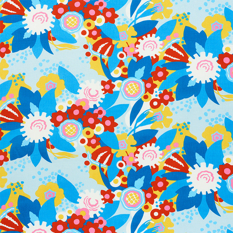 Anita Sky & Red 179071 by Schumacher Designer Fabric FLOWER POWER LINEN 100% UNITED KINGDOM </p><p>Repeat: Horizontal: 55 1/4" (140CM) and Vertical: 17 1/2" (44CM) 55 - Swanky Fabrics -