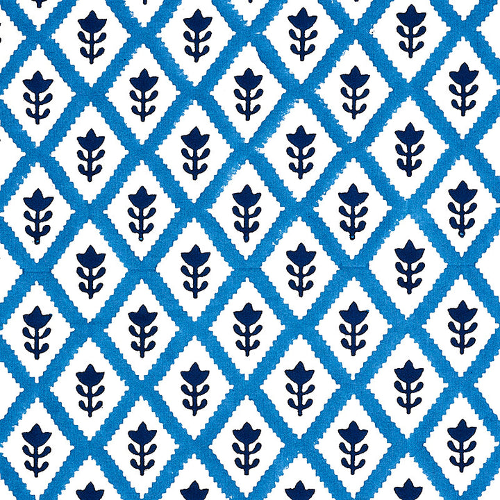 Buti Blue 179230 by Schumacher Fabric Schumacher Fabric Buti Blue 179230Fabric COTTON 100% INDIA </p><p>Repeat: H: HORZ. 2" (5CM), V: VERT. 2 1/4 (6CM) 53 - Fabric Carolina -
