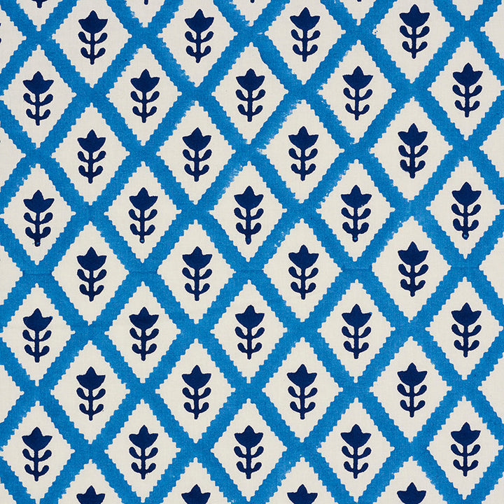 Buti Blue 179230 by Schumacher Designer Fabric MOLLY MAHON HAND BLOCK PRINTS See Sample INDIA - </p><p>Repeat: Horizontal: 2" (5CM) and Vertical: 2 1/4 (6CM) 53" (135CM) - Swanky Fabrics -