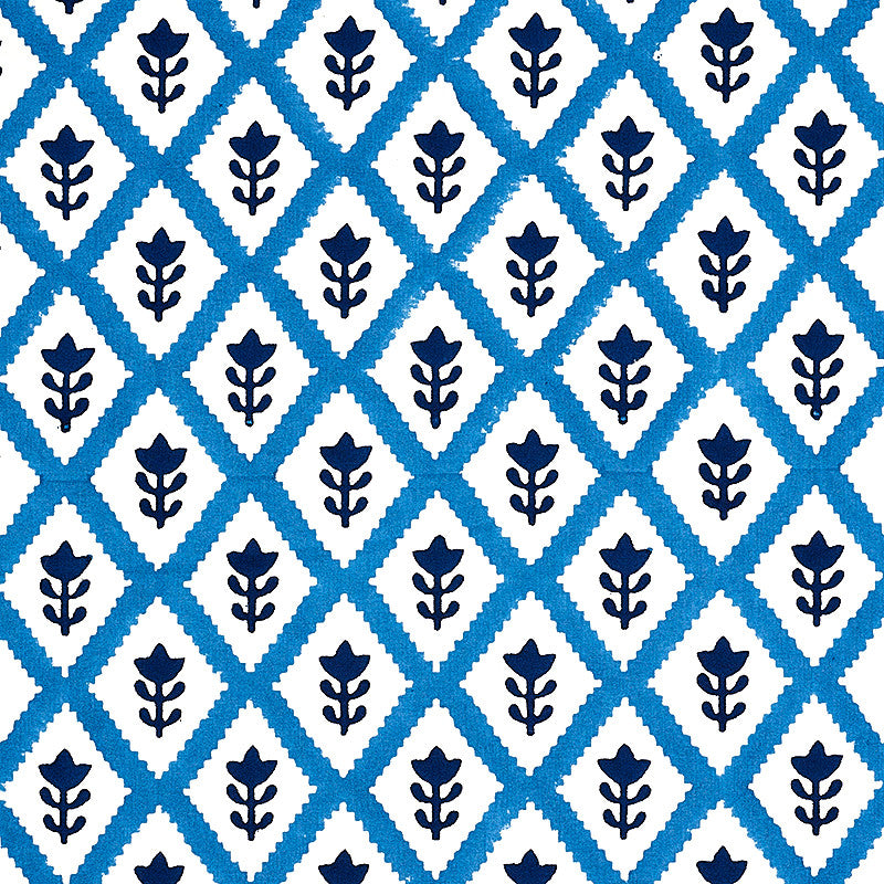 Buti Blue 179230 by Schumacher Designer Fabric MOLLY MAHON HAND BLOCK PRINTS COTTON 100% INDIA </p><p>Repeat: Horizontal: 2" (5CM) and Vertical: 2 1/4 (6CM) 53 - Swanky Fabrics -