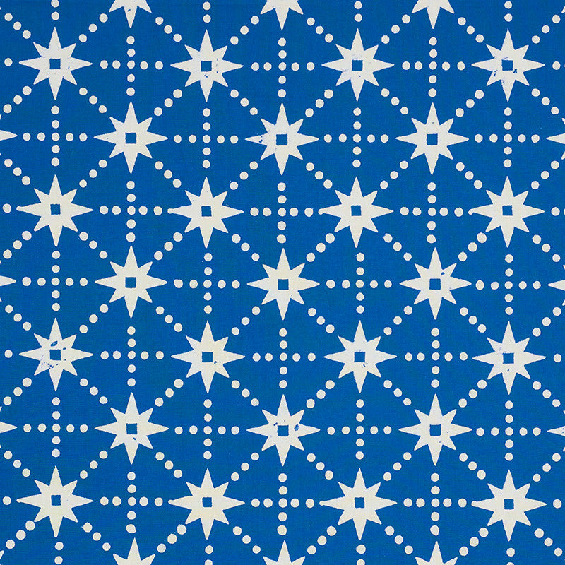 Stars Blue 179260 by Schumacher Designer Fabric MOLLY MAHON HAND BLOCK PRINTS COTTON 100% INDIA </p><p>Repeat: Horizontal: 4 7/8" (12CM) and Vertical: 4 7/8" (12CM) 53 - Swanky Fabrics -