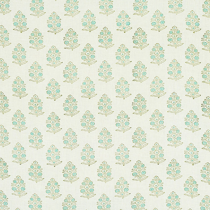 Aditi Hand Blocked Print Green 179361 by Schumacher Designer Fabric JACARANDA LINEN 100% INDIA </p><p>Repeat: Horizontal: 3" (8CM) and Vertical: 3" (8CM) 54 - Swanky Fabrics -