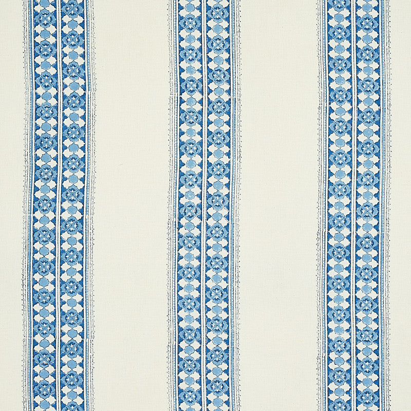 Amira Hand Blocked Print Indigo 179371 by Schumacher Designer Fabric JACARANDA LINEN 55% COTTON 45% INDIA </p><p>Repeat: Horizontal: 8 7/8" (23CM) and Vertical: 1 3/4" (4CM) 53 - Swanky Fabrics -