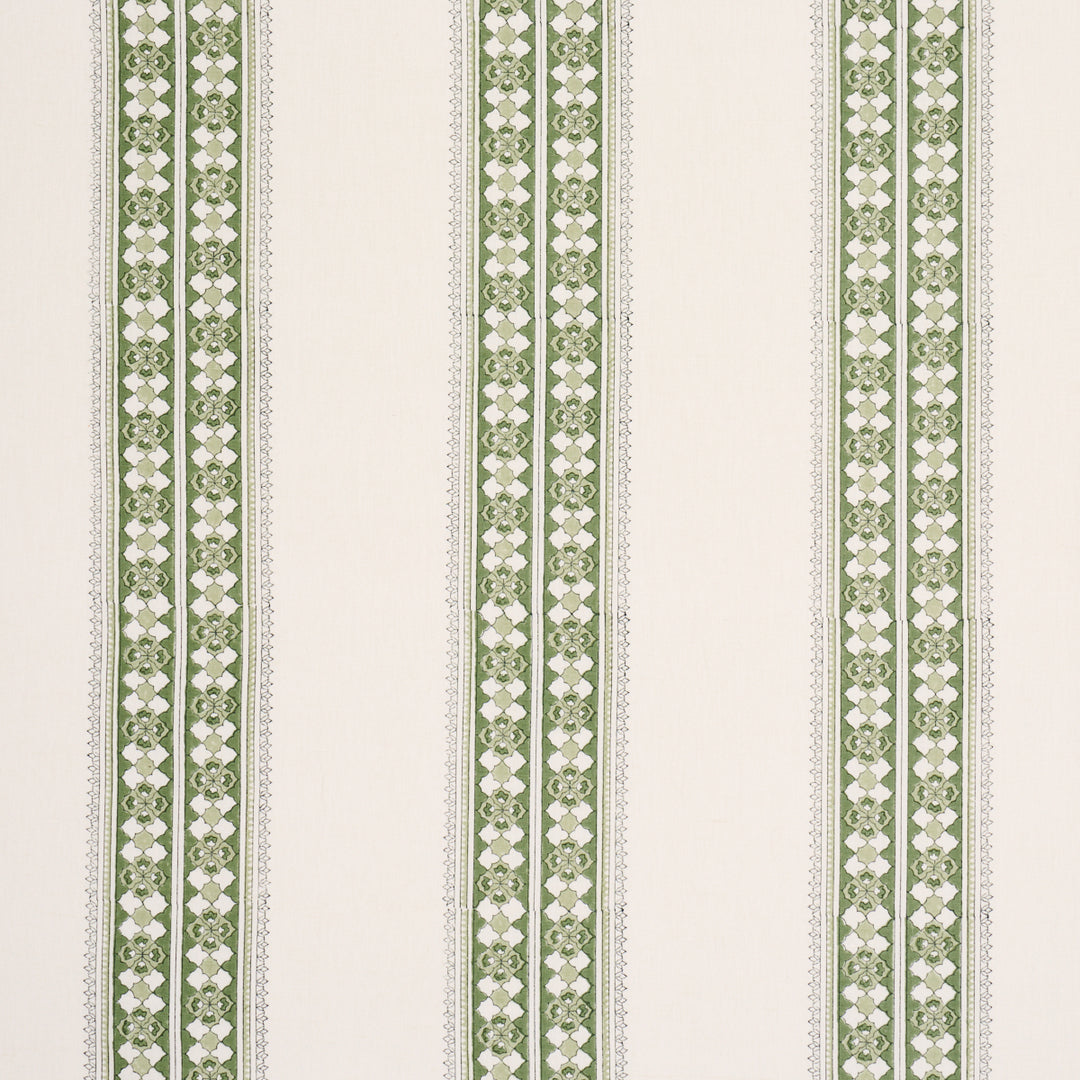 Amira Hand-Block Print Green 179373 by Schumacher Designer Fabric