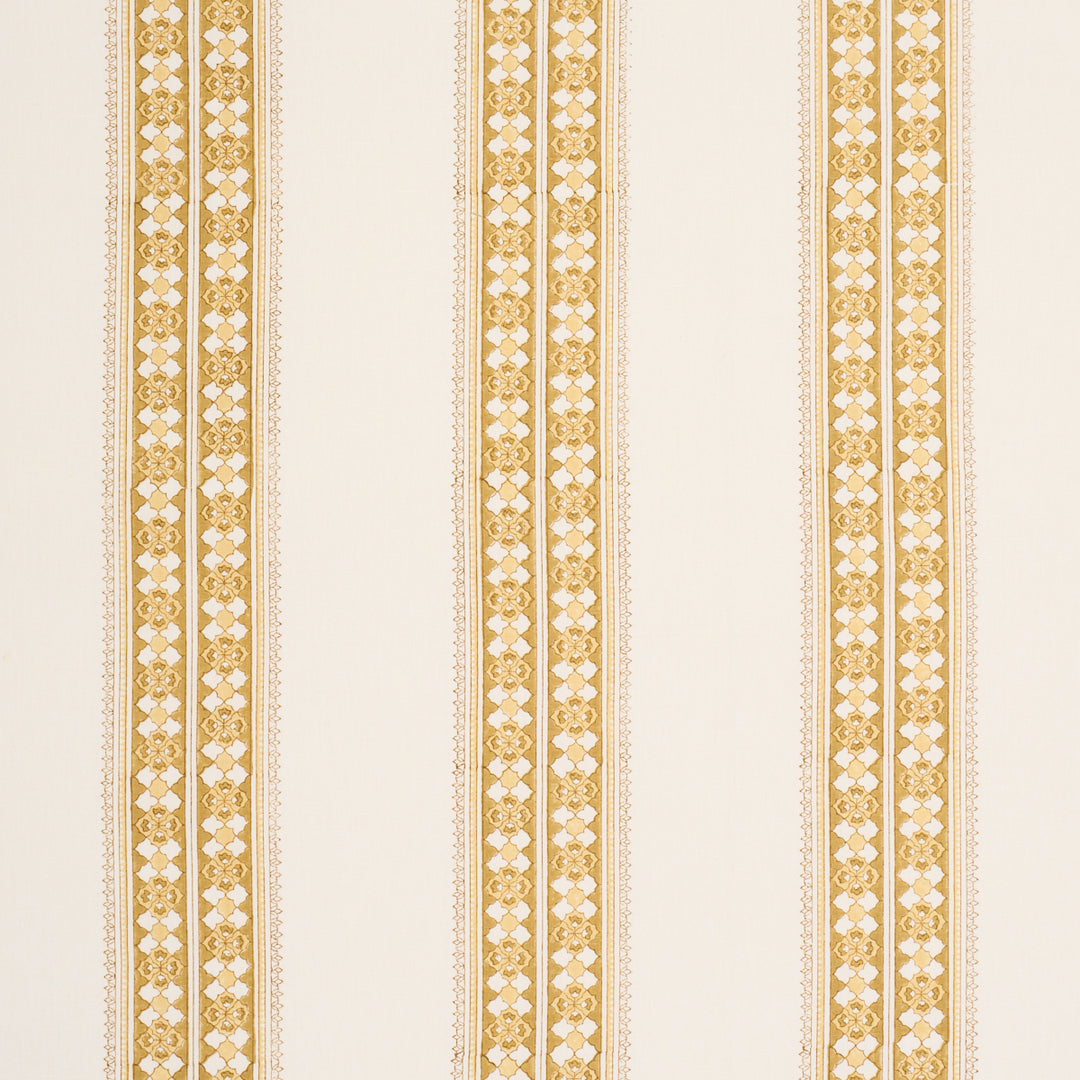 Amira Hand-Block Print Ochre 179374 by Schumacher Designer Fabric