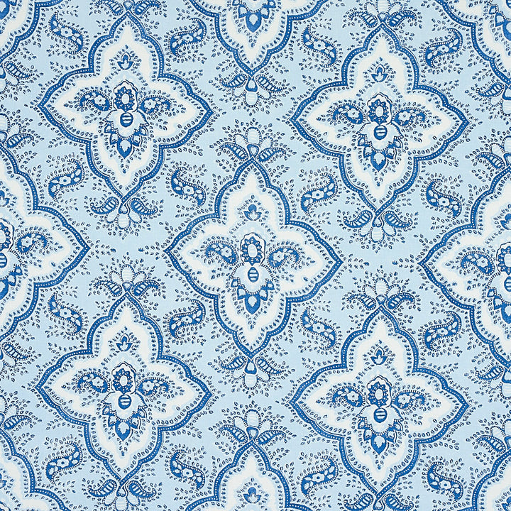 Amalia Medallion Handmade Print Blue 179440 by Schumacher Designer Fabric JACARANDA COTTON 100% UNITED KINGDOM MARTINDALE 20000 </p><p>Repeat: Horizontal: 27" (69CM) and Vertical: 15" (38CM) 54 - Swanky Fabrics -