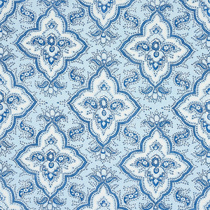 Amalia Medallion Handmade Print Blue 179440 by Schumacher Designer Fabric